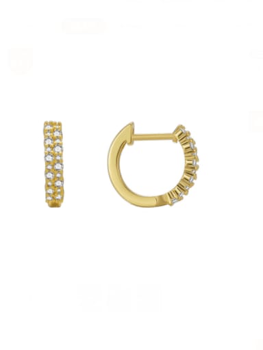 Brass Minimalist  Asymmetrical Cubic Zirconia  Huggie Earring