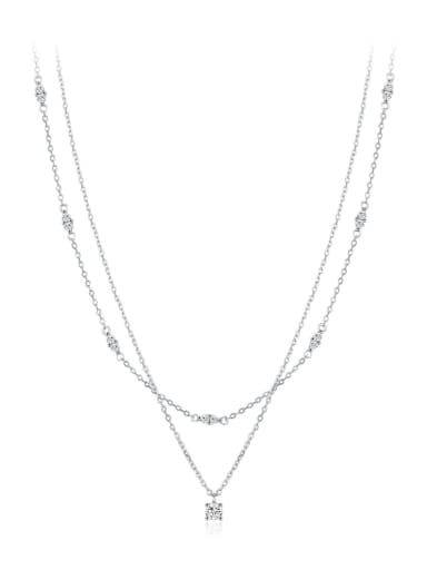 925 Sterling Silver Moissanite Geometric Minimalist Multi Strand Necklace