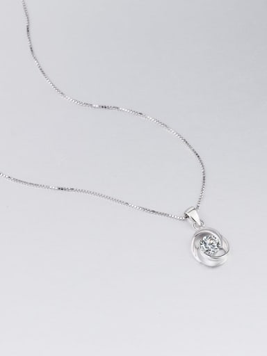 925 Sterling Silver Rhinestone Clover Minimalist Pendant Necklace