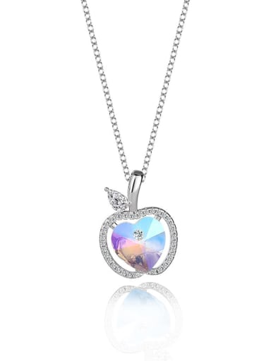 JYXZ 010 (seven colors) 925 Sterling Silver Austrian Crystal Heart Classic Necklace