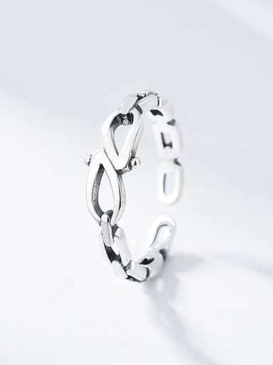 925 Sterling Silver  Vintage symmetry Chain Band Ring