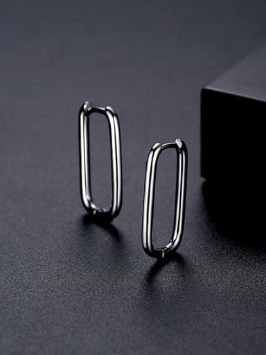 E21030407 Rh Brass Geometric Minimalist Huggie Earring