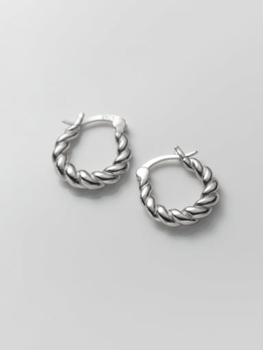 Silver 925 Sterling Silver Twist Geometric Minimalist Hoop Earring