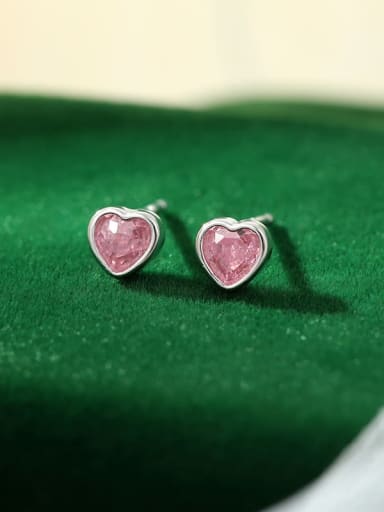 ES2555 ? Platinum ? 925 Sterling Silver Cubic Zirconia Heart Dainty Stud Earring