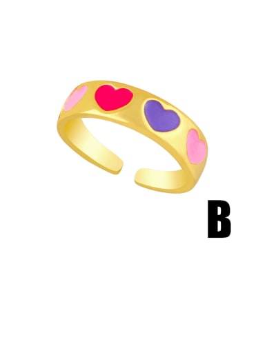 B Brass Enamel Heart Minimalist Band Ring