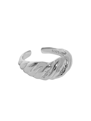 Platinum [14 adjustable] 925 Sterling Silver Irregular Vintage Band Ring