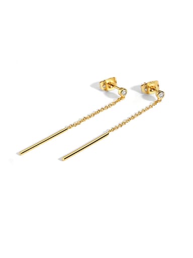 Brass Geometric Tassel  Minimalist Threader Earring