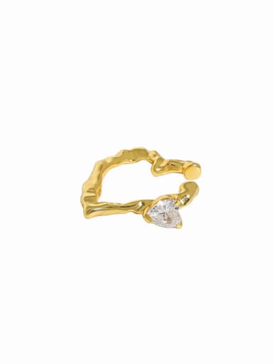 Gold [single] 925 Sterling Silver Cubic Zirconia Heart Minimalist Single Earring