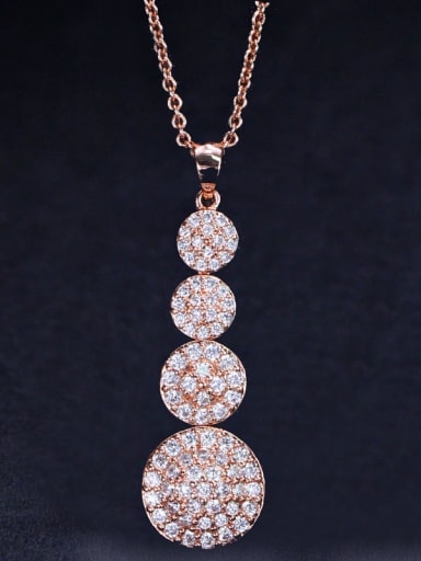 Brass Cubic Zirconia Round Luxury Pendant Necklace