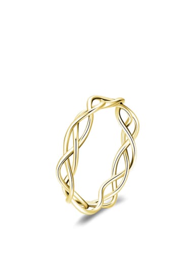 golden 925 Sterling Silver Hollow  Geometric Minimalist Band Ring