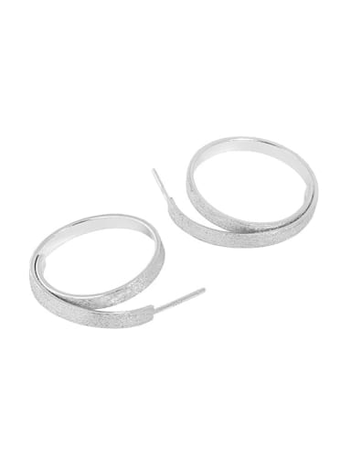 Silver [with pure Tremella plug] 925 Sterling Silver Geometric Vintage Hoop Earring