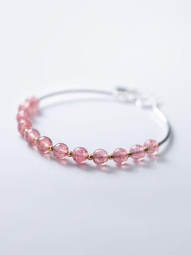 925 sterling silver Simple strawberry crystal  bracelet