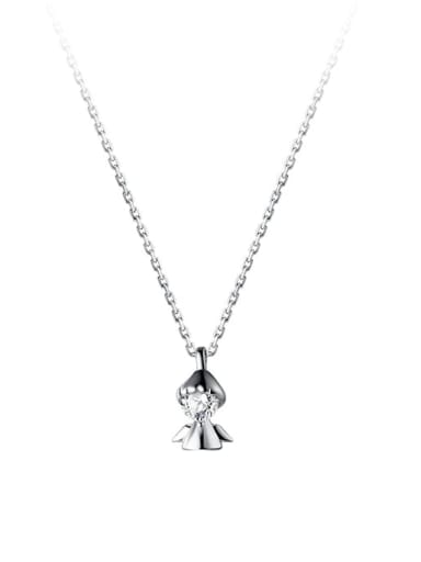 925 Sterling Silver Cubic Zirconia Angel Minimalist Necklace