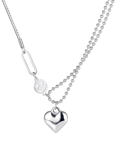Titanium Steel Heart  Hip Hop Asymmetric chain  Necklace