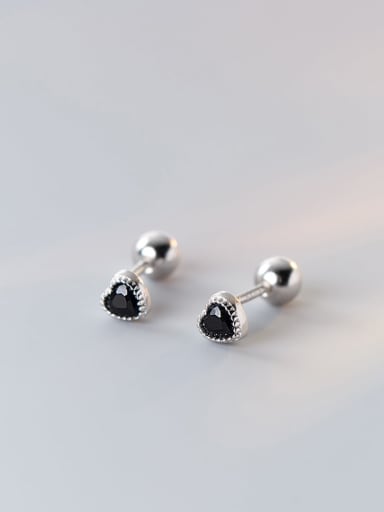 925 Sterling Silver Cubic Zirconia Heart Cute Stud Earring