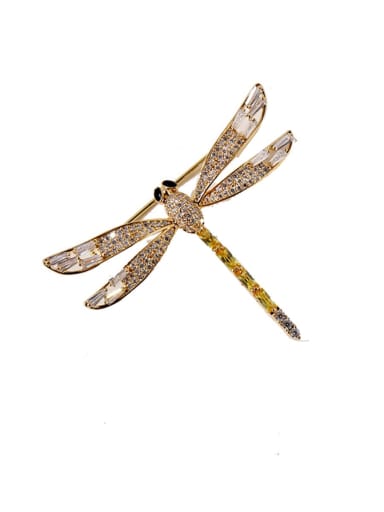 Copper Cubic Zirconia White Dragonfly Luxury Brooches