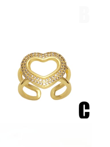 C Brass Cubic Zirconia Heart Vintage Band Ring