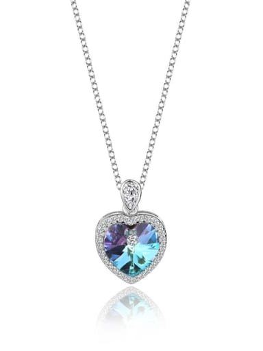 JYXZ 013 (gradual purple) 925 Sterling Silver Austrian Crystal Heart Classic Necklace