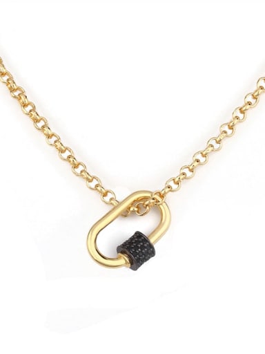 black Brass Cubic Zirconia Geometric Minimalist Necklace