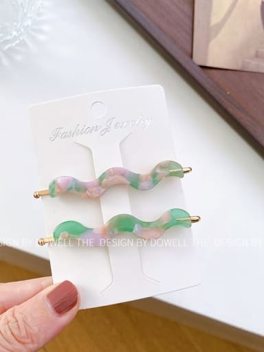 Colorful green 7cm Cellulose Acetate Trend Irregular Alloy Hair Pin