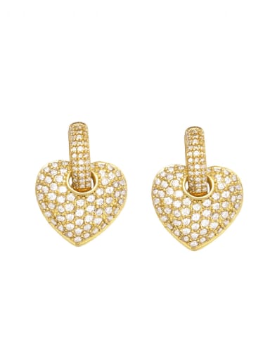 white Brass Cubic Zirconia Heart Cute Huggie Earring