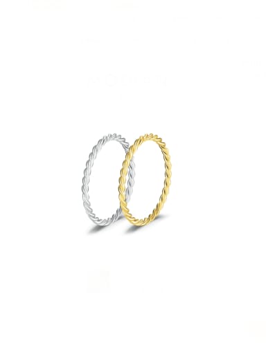 925 Sterling Silver Twist  Geometric Minimalist Band Ring