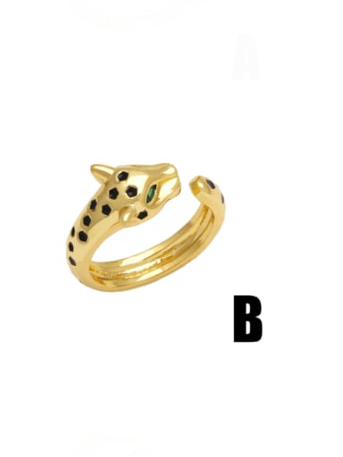 B Brass Cubic Zirconia Leopard Vintage Band Ring