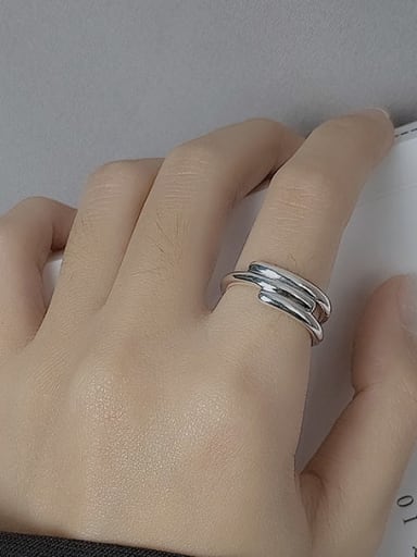 Vintage Sterling Silver With White Gold Plated Simplistic  Smooth Irregular Free Size Rings