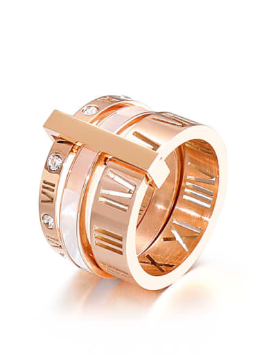 Rose Gold KR92467 K Titanium Steel Shell Geometric Minimalist Band Ring