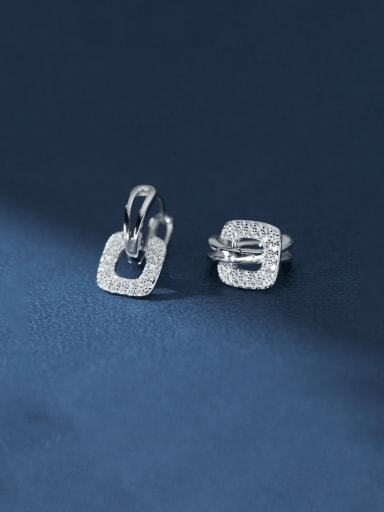925 Sterling Silver Cubic Zirconia Geometric Dainty Drop Earring