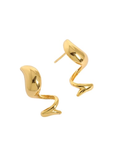 18K gold [with pure Tremella plug] 925 Sterling Silver Irregular Vintage Stud Earring