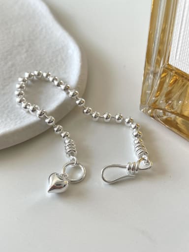 925 Sterling Silver Heart Vintage Beaded Bracelet