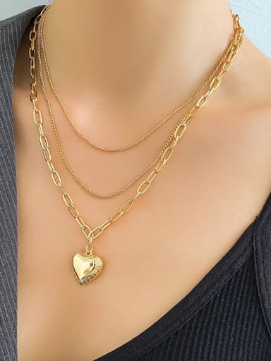 Brass Hip Hop Heart  Ring and Necklace Set