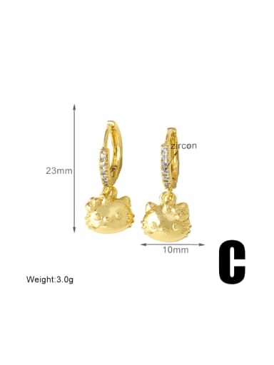 C Brass Cubic Zirconia Water Drop Hip Hop Huggie Earring