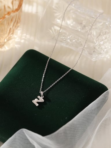 925 Sterling Silver Imitation Pearl 26 Letter Minimalist Necklace