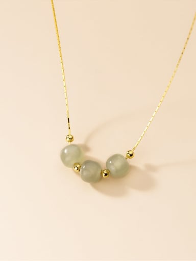 925 Sterling Silver Natural Stone Minimalist Bead Necklace