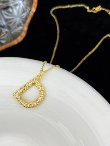 NS997 [ Gold D] 925 Sterling Silver Cubic Zirconia Letter Dainty Necklace