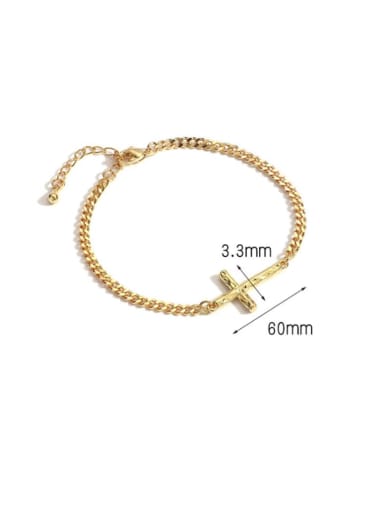 Brass Cross Minimalist Hollow  Chain Link Bracelet