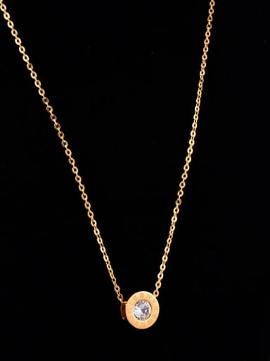Titanium Rhinestone Number Minimalist Necklace