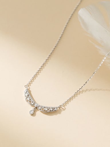 925 Sterling Silver Cubic Zirconia Hollow  Water Drop Dainty Necklace