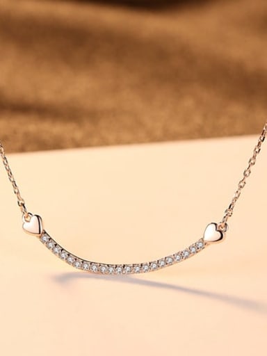 925 Sterling Silver Rhinestone  Simple shape pendant  Necklace