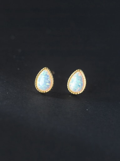 925 Sterling Silver Opal Water Drop Dainty Stud Earring