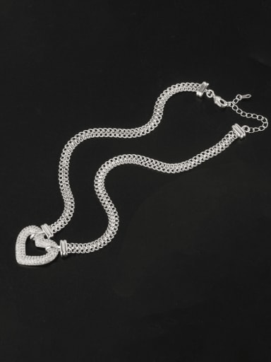 Brass Cubic Zirconia Luxury Heart  Bracelet and Necklace Set