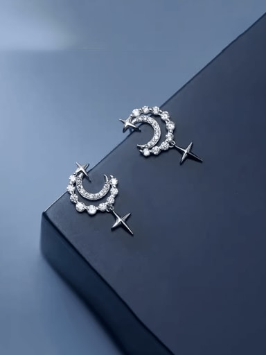 925 Sterling Silver Cubic Zirconia Cross Dainty Drop Earring