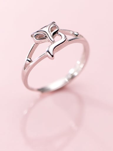 925 Sterling Silver Hollow Fox Cute Free Size Ring