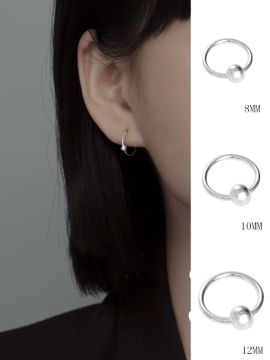 ES666 Silver [8mm] 925 Sterling Silver Geometric Minimalist Huggie Earring
