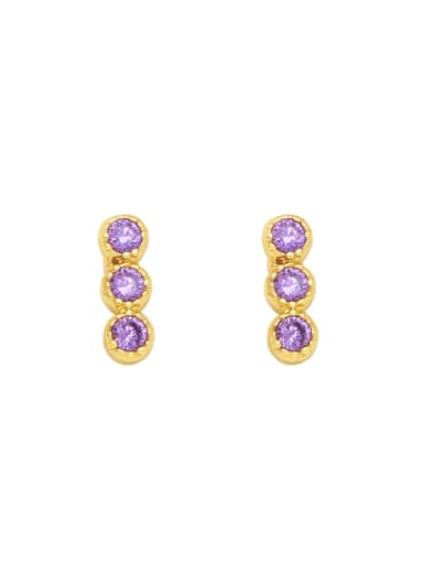 purple Brass Cubic Zirconia Butterfly Pentagram Vintage Stud Earring