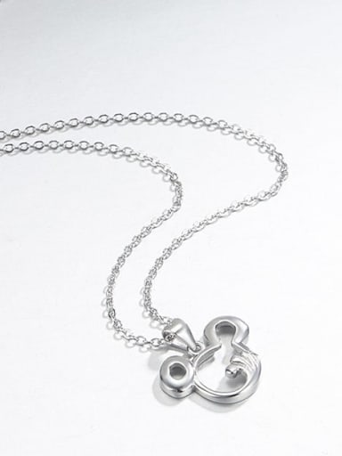 925 Sterling Silver Rhinestone Mouse Minimalist Necklace