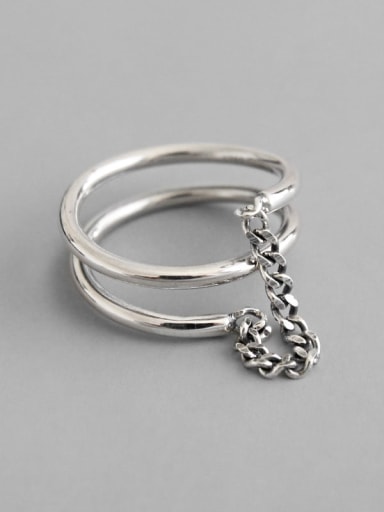 925 Sterling Silver Retro simple chain Stackable Ring