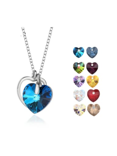 custom 925 Sterling Silver Austrian Crystal Heart Classic Necklace